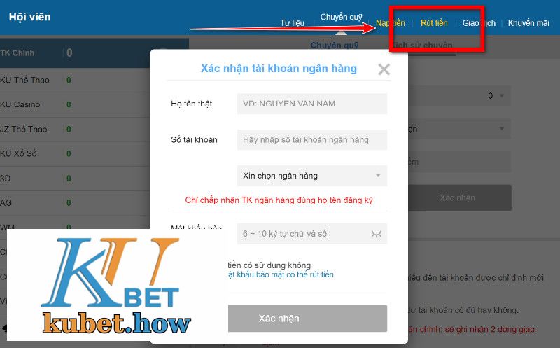 Rút Tiền KUBET Siêu An Toàn Khi Thực Hiện Liên Kết Ngân Hàng